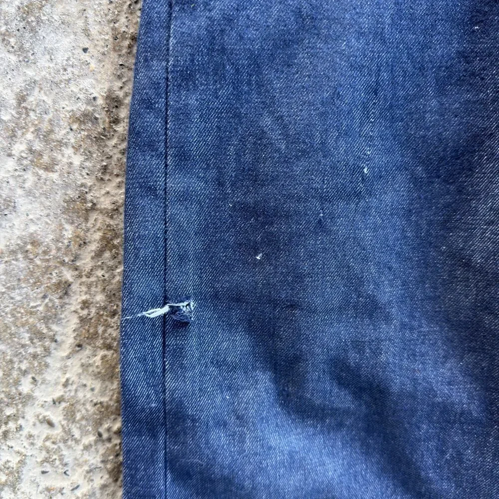 Vintage WW2 US Navy Twill Sailor Pants Bib Fly 30x30 Military Blue Worn Flared